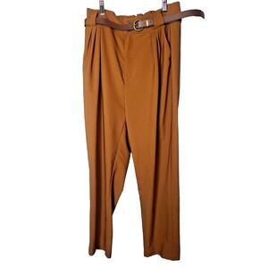 NWT Belle Pogue Belted High Rise Orange Pull on Trousers 90s Y2K Preppy Woman Lg